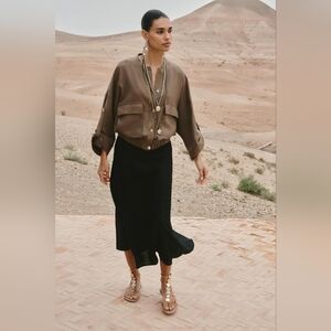 LINEN MIDI SKIRT WITH BELT SIZE S